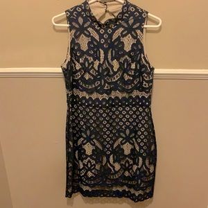 Navy and Nude Lace Dress